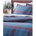 Navy Plaid Flannel Comforter Twin