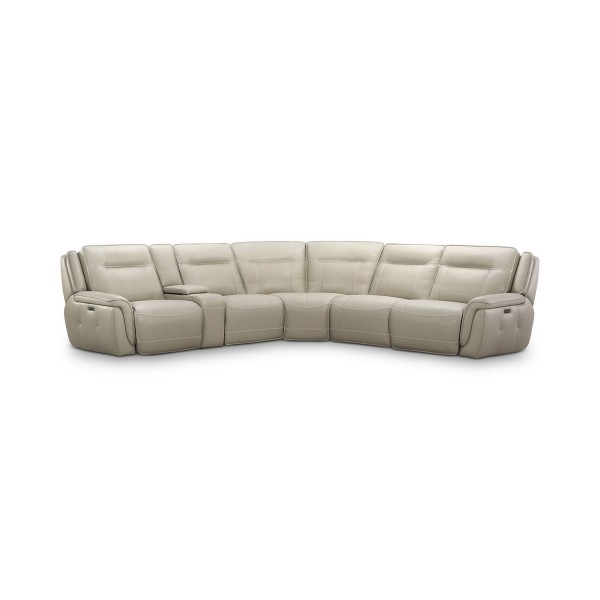 Lenardo 6-Pc. Leather Sectional with 3 Power Recliners and Console