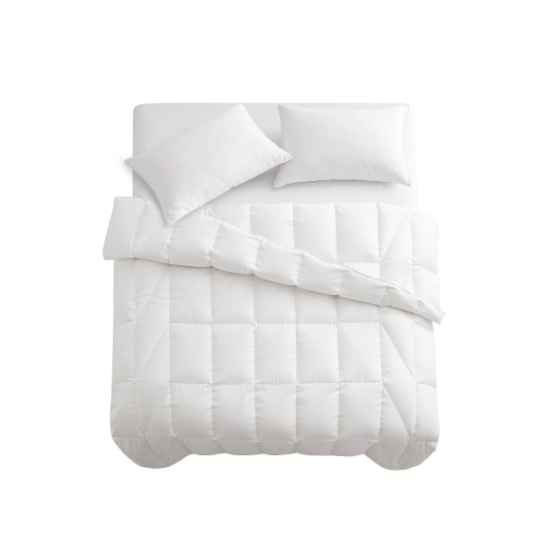 Medium Warmth No Noise White Goose Down Feather Fiber Comforter Twin