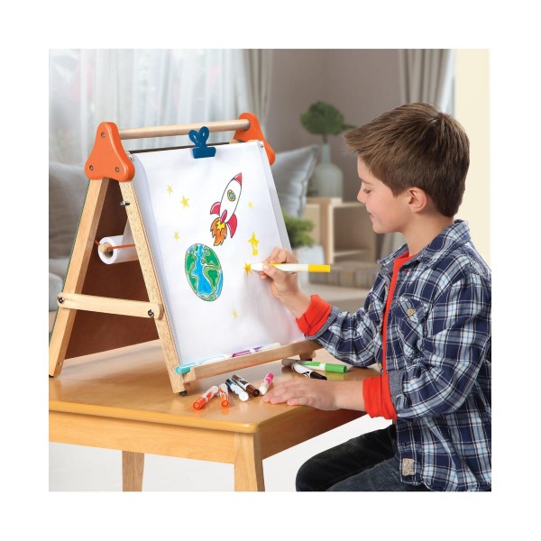 3-in-1 Tabletop Dry Erase Chalkboard Painting Easel Frame