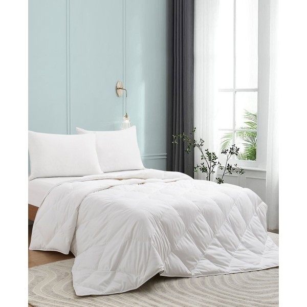 Lightweight 360 Thread Count Extra Soft Goose Down and Feather Fiber Comforter Twin