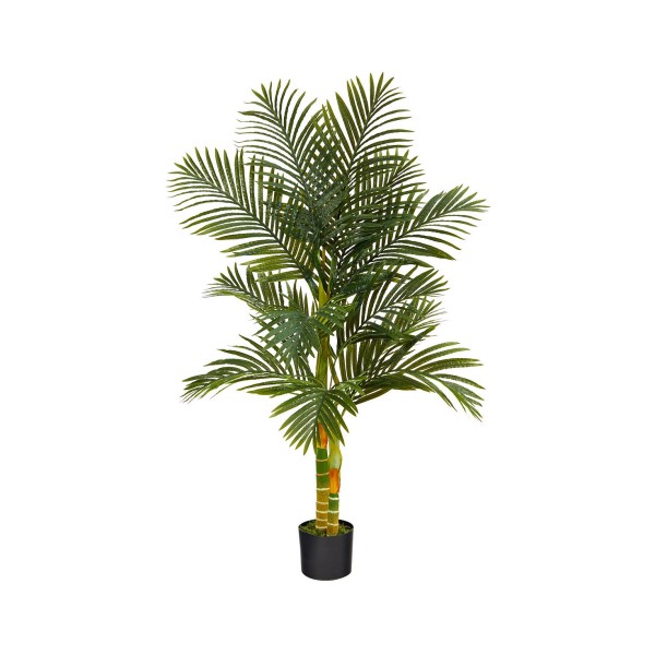 5' Double Stalk Gold-Tone Cane Artificial Palm Tree