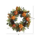 Pumpkins, Pine Cones, and Berries Fall Artificial Wreath