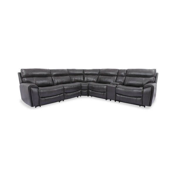  Hutchenson 6-Pc. Leather Sectional with 2 Power ReclinersPower Headrests and Console 