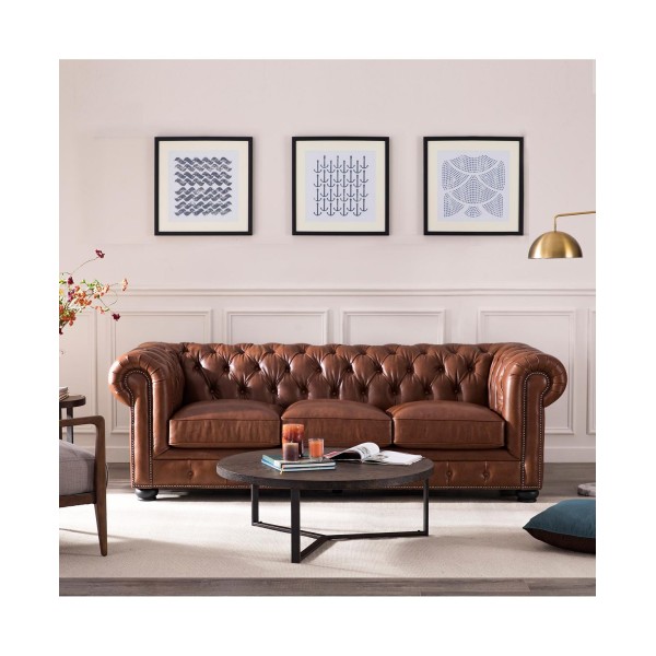 Alexandon Leather Chesterfield Tufted Sofa with Arm