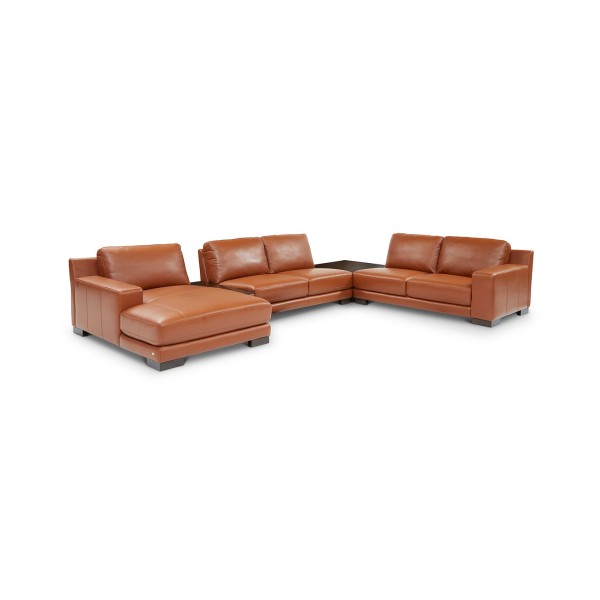 Darrium 5-Pc. Leather Chaise Sectional with Corner Table & Console