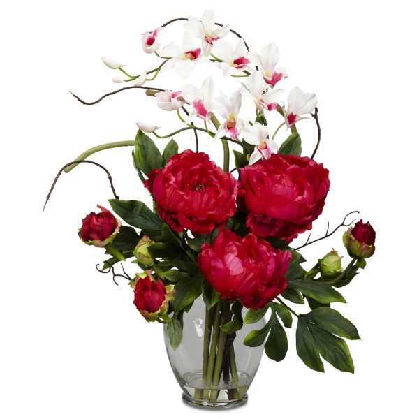 Peony & Orchid Artificial Flower Arrangement