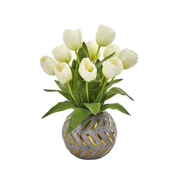 Tulip Artificial Arrangement in Decorative Vase