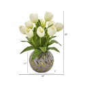 Tulip Artificial Arrangement in Decorative Vase