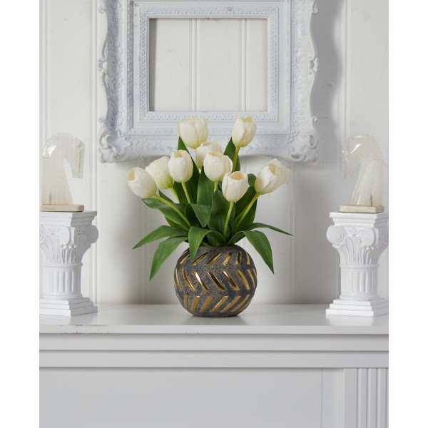 Tulip Artificial Arrangement in Decorative Vase