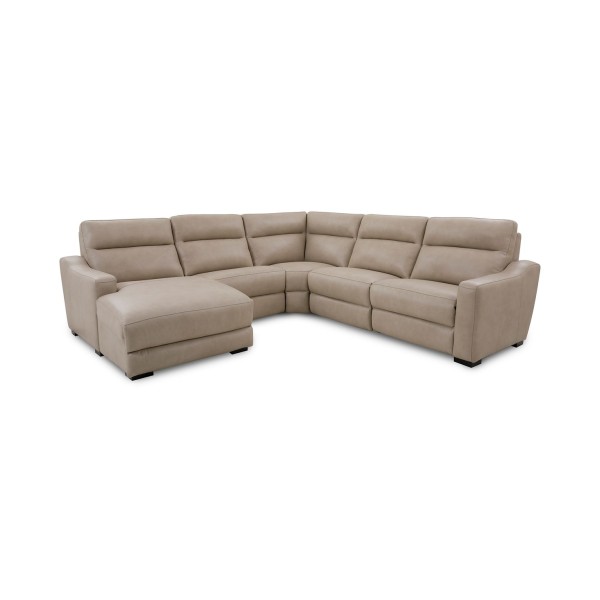 Gabrine 5-Pc. Leather Sectional with 2 Power Headrests and Chaise