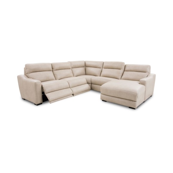 Gabrine 5-Pc. Leather Sectional with 2 Power Headrests and Chaise