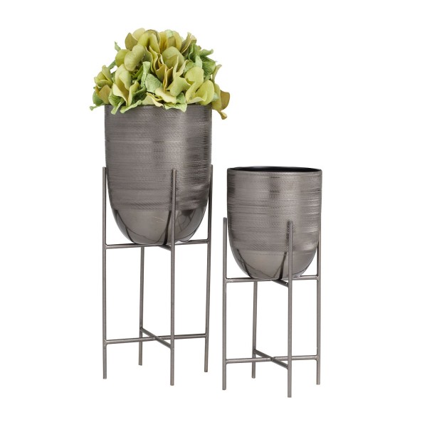 Metal Planter with Removable Stand Set of 2